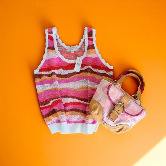 LOFT wavy scoop neck tank top pink M - Picture 4 of 4